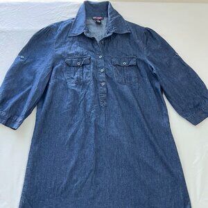 Women Dress Body Central Denim Shirt Pullover   Size M Blue